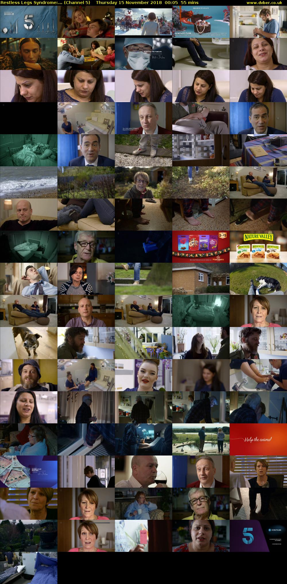 Restless Legs Syndrome:... (Channel 5) Thursday 15 November 2018 00:05 - 01:00