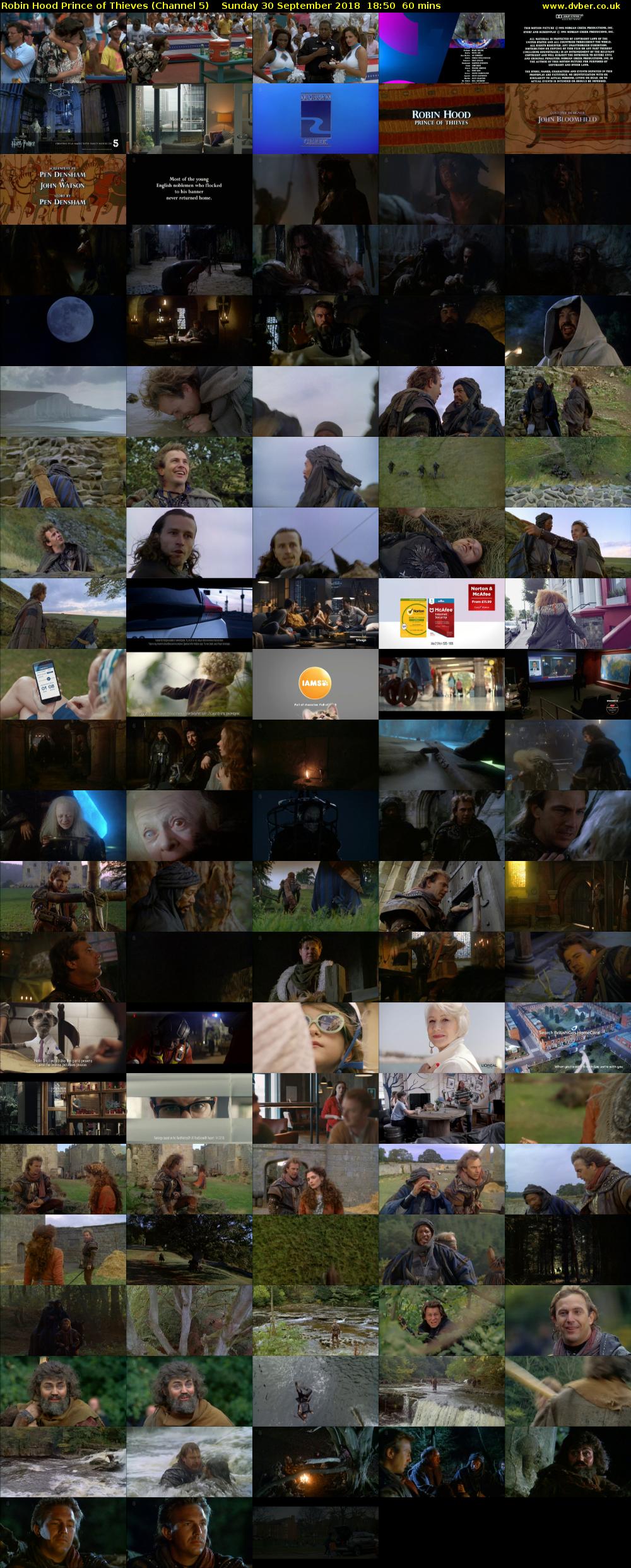 Robin Hood Prince of Thieves (Channel 5) Sunday 30 September 2018 18:50 - 19:50