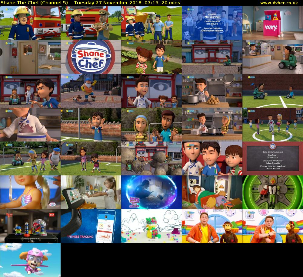 Shane The Chef (Channel 5) Tuesday 27 November 2018 07:15 - 07:35