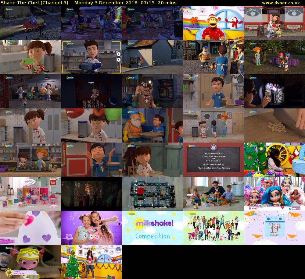 Shane The Chef (Channel 5) Monday 3 December 2018 07:15 - 07:35