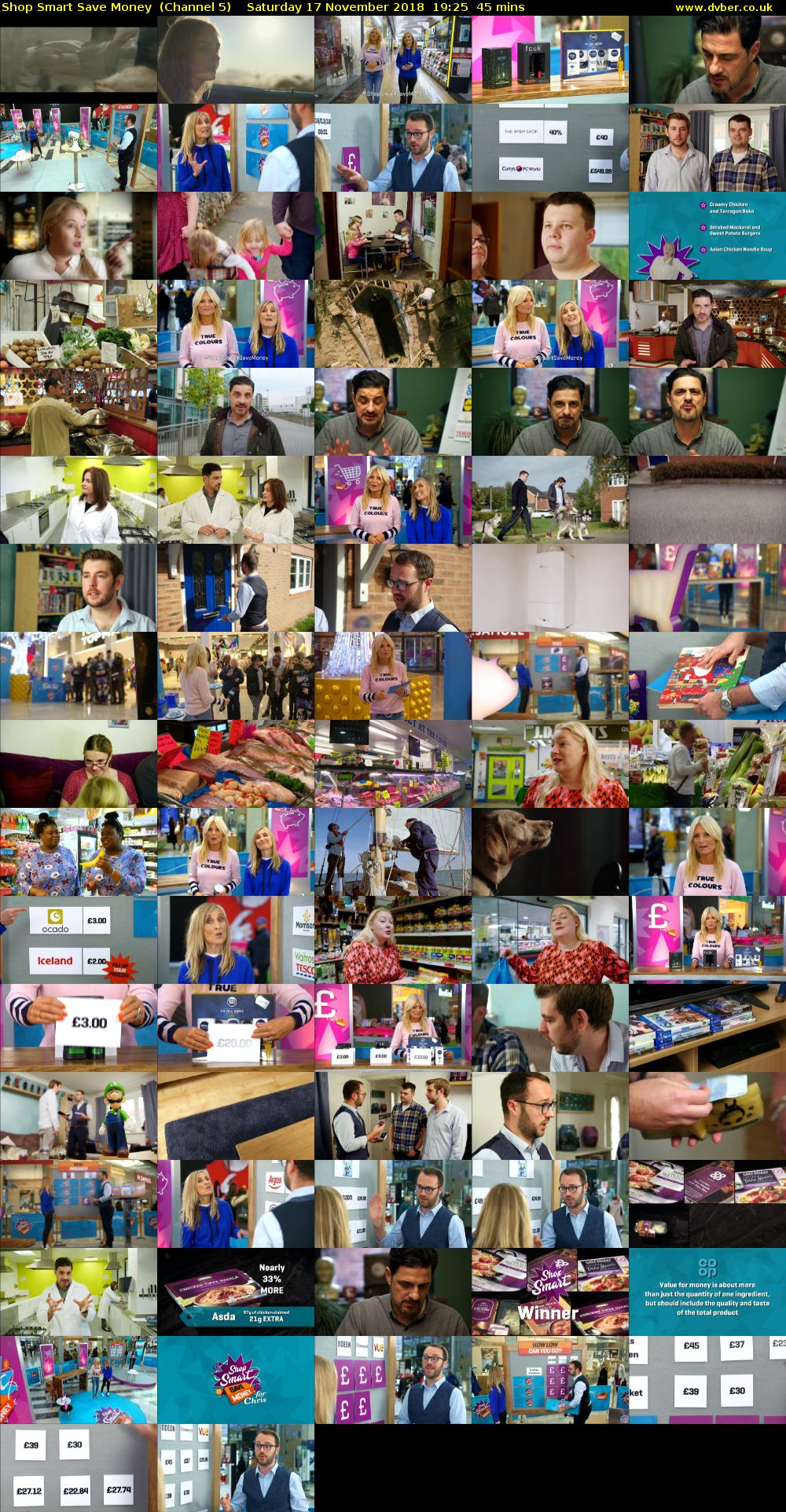 Shop Smart Save Money  (Channel 5) Saturday 17 November 2018 19:25 - 20:10