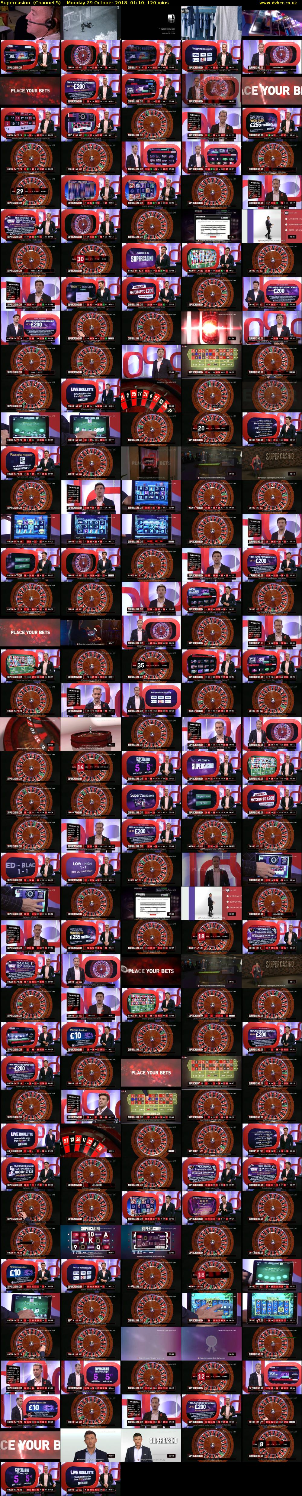 Supercasino  (Channel 5) Monday 29 October 2018 01:10 - 03:10