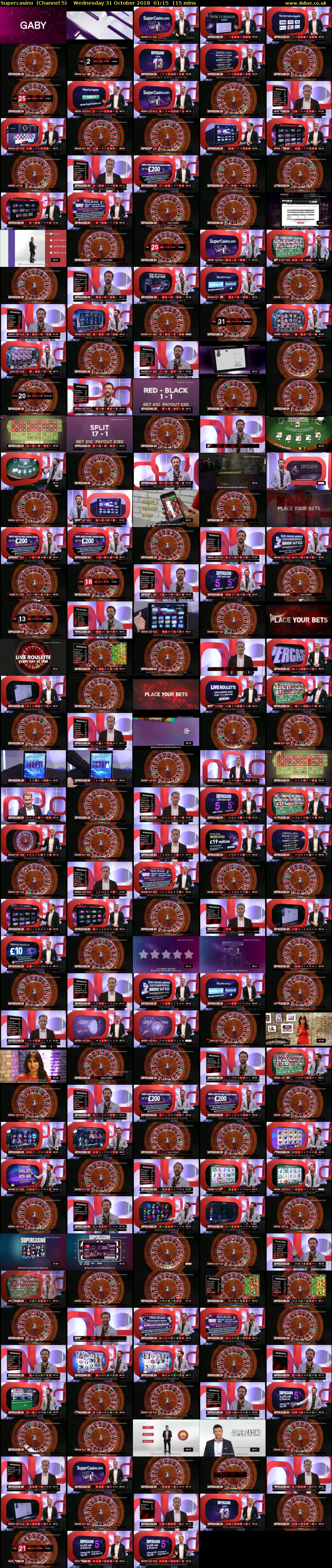 Supercasino  (Channel 5) Wednesday 31 October 2018 01:15 - 03:10