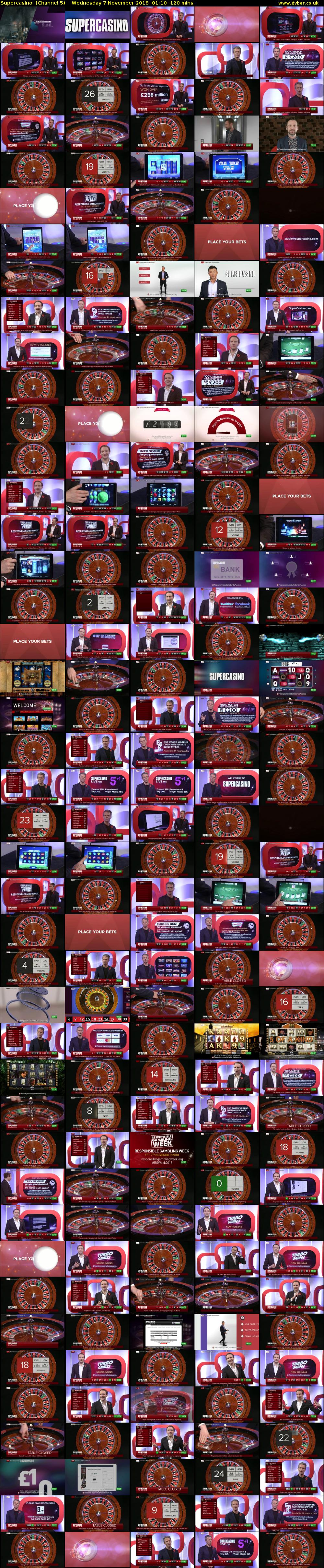 Supercasino  (Channel 5) Wednesday 7 November 2018 01:10 - 03:10