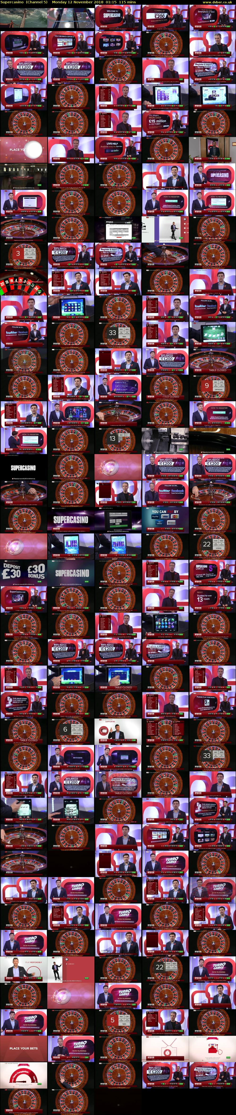 Supercasino  (Channel 5) Monday 12 November 2018 01:15 - 03:10