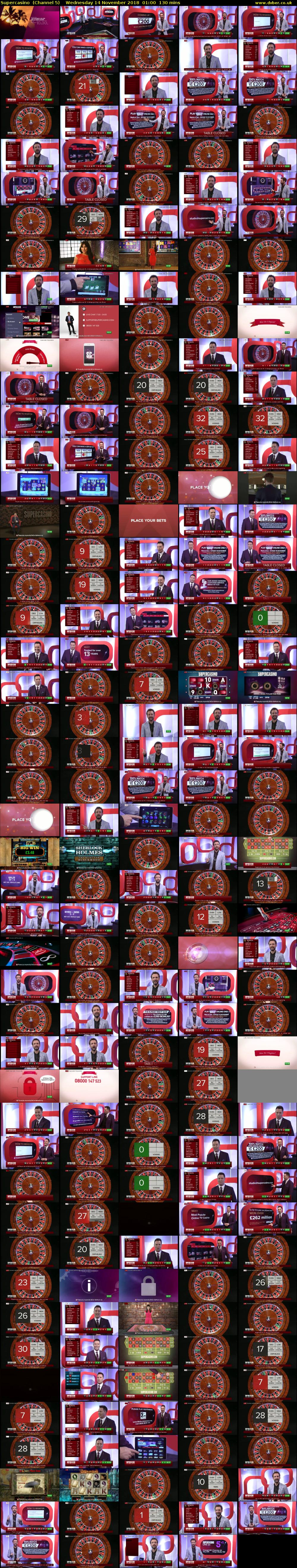 Supercasino  (Channel 5) Wednesday 14 November 2018 01:00 - 03:10