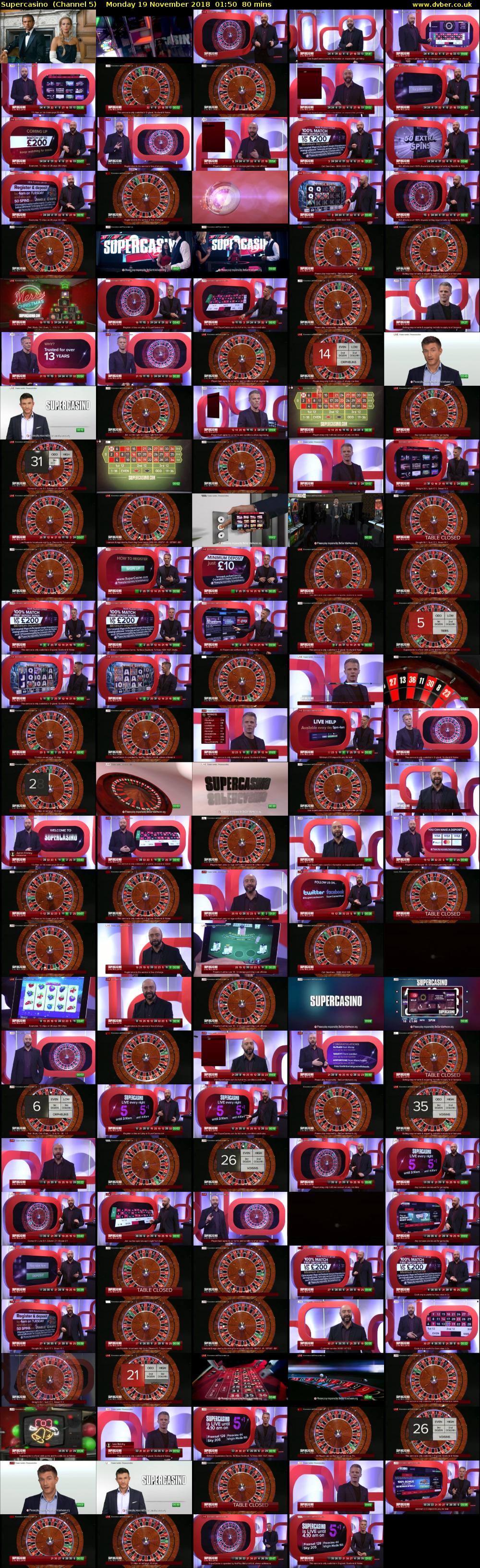 Supercasino  (Channel 5) Monday 19 November 2018 01:50 - 03:10