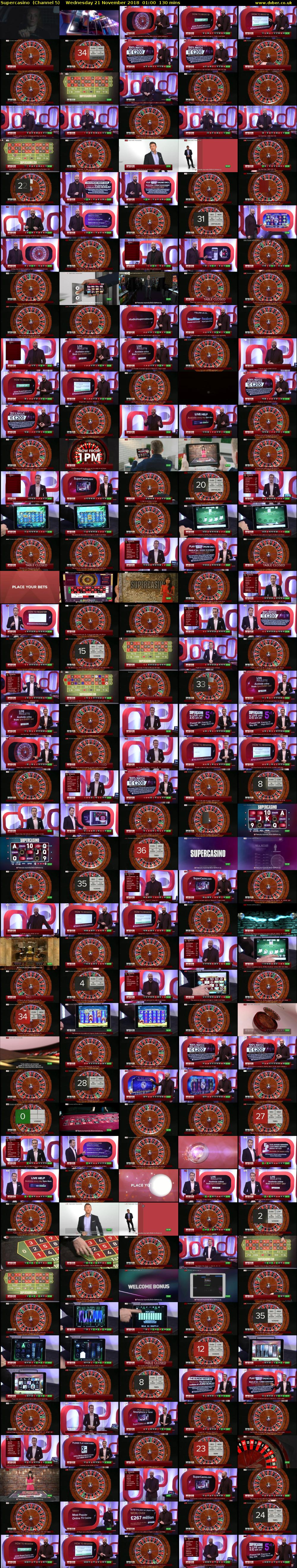 Supercasino  (Channel 5) Wednesday 21 November 2018 01:00 - 03:10