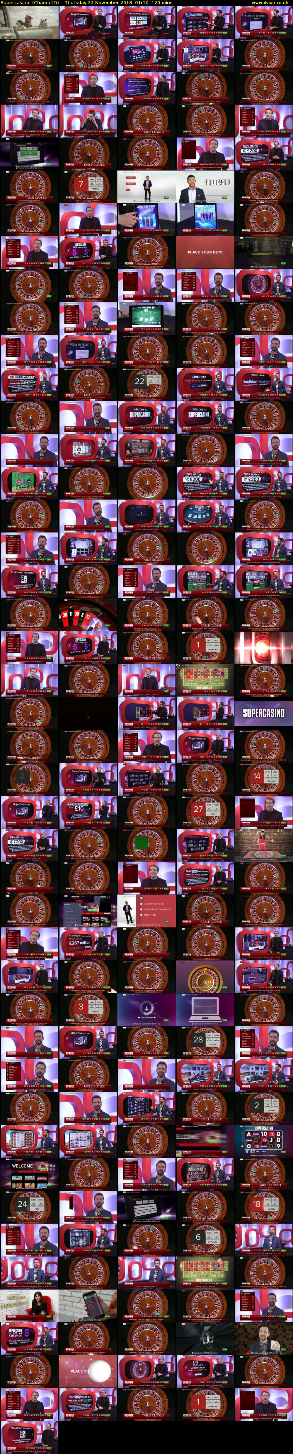 Supercasino  (Channel 5) Thursday 22 November 2018 01:10 - 03:10