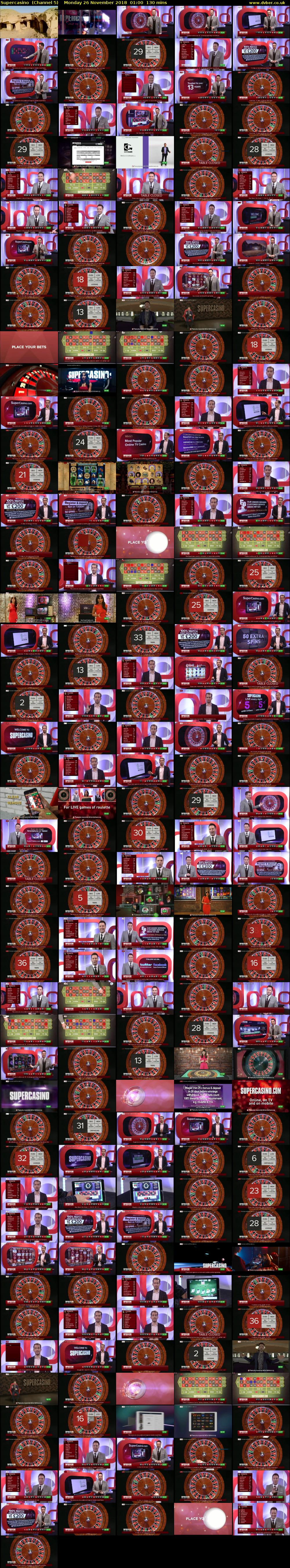 Supercasino  (Channel 5) Monday 26 November 2018 01:00 - 03:10