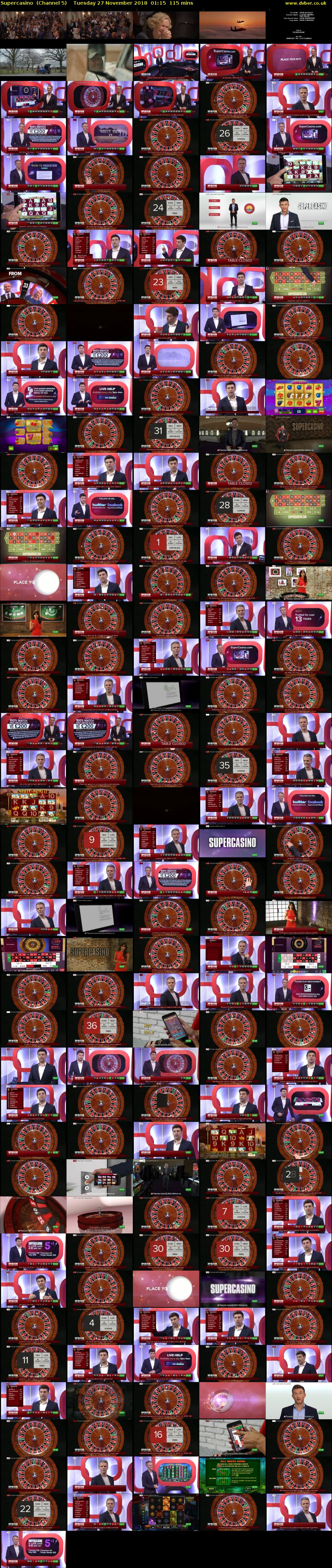 Supercasino  (Channel 5) Tuesday 27 November 2018 01:15 - 03:10