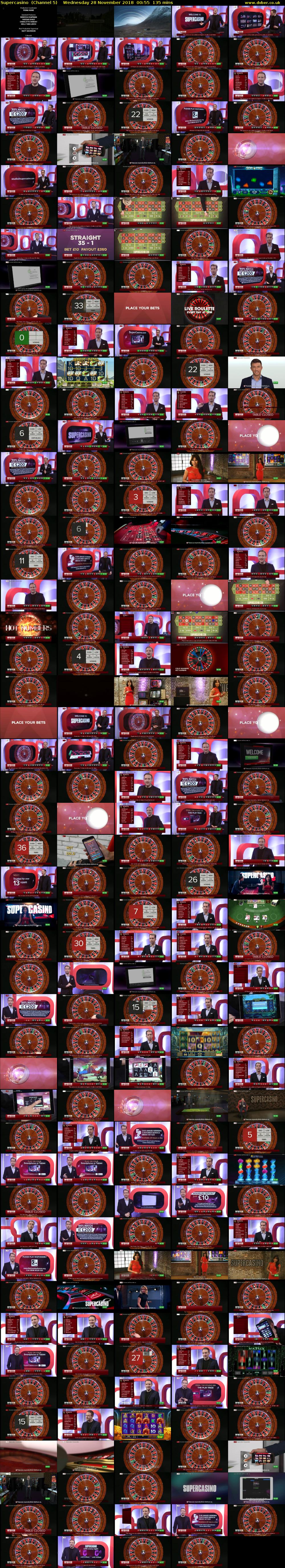 Supercasino  (Channel 5) Wednesday 28 November 2018 00:55 - 03:10