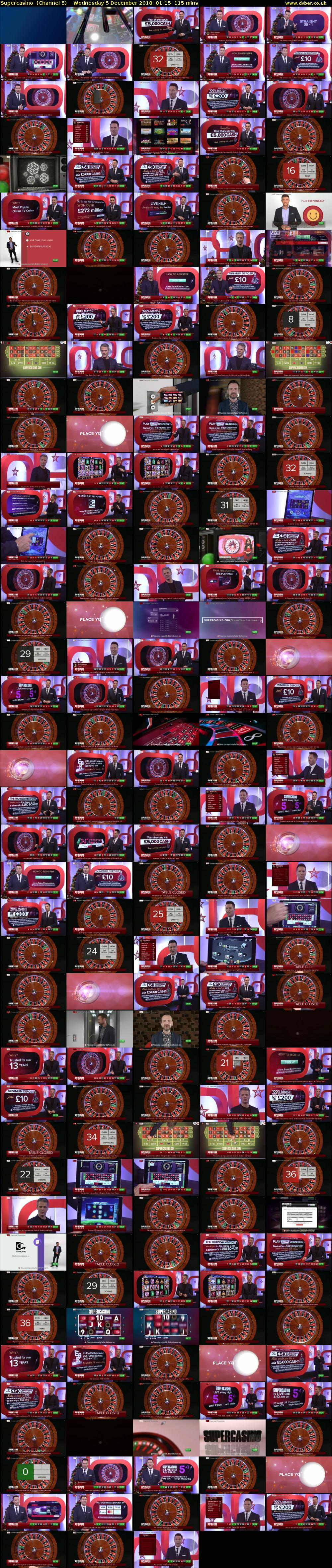 Supercasino  (Channel 5) Wednesday 5 December 2018 01:15 - 03:10