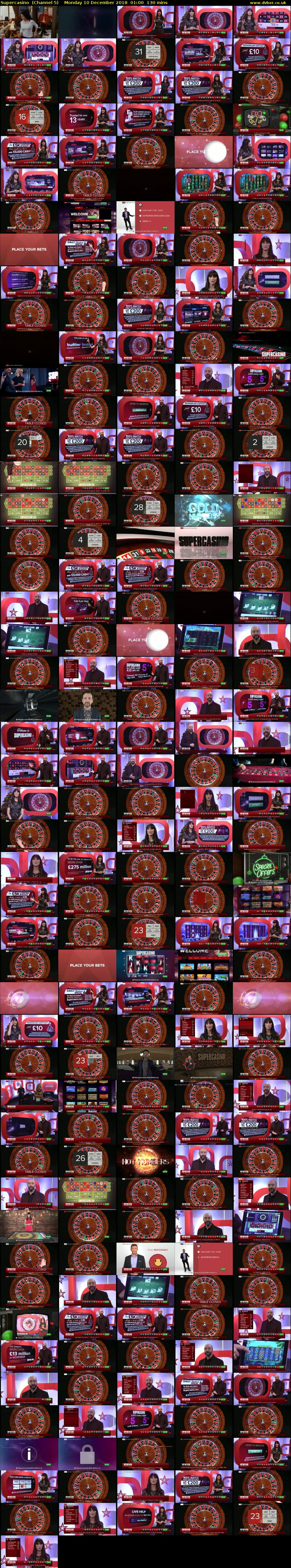 Supercasino  (Channel 5) Monday 10 December 2018 01:00 - 03:10