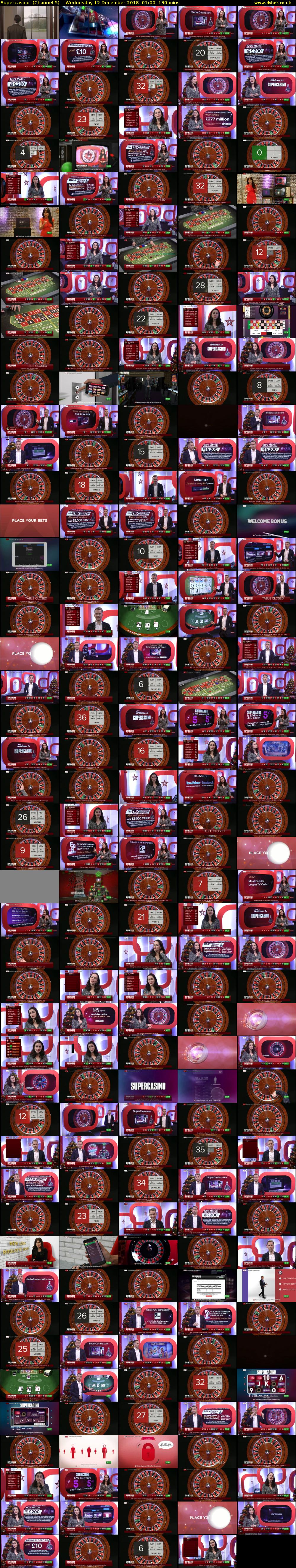 Supercasino  (Channel 5) Wednesday 12 December 2018 01:00 - 03:10