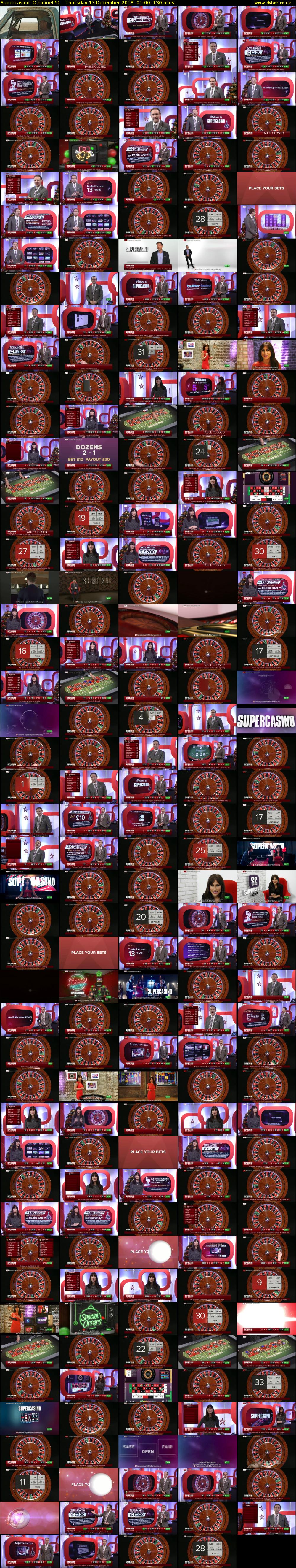 Supercasino  (Channel 5) Thursday 13 December 2018 01:00 - 03:10