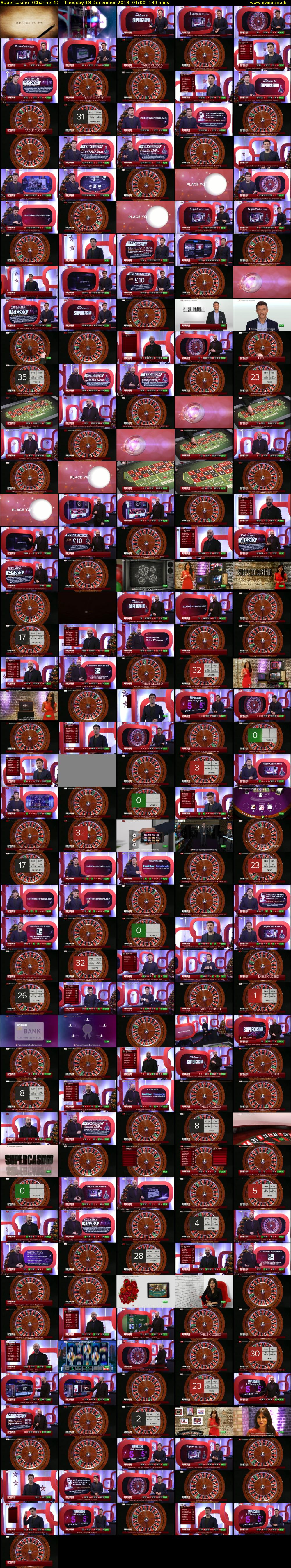 Supercasino  (Channel 5) Tuesday 18 December 2018 01:00 - 03:10