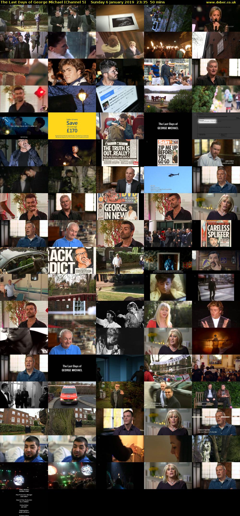 The Last Days of George Michael (Channel 5) Sunday 6 January 2019 23:35 - 00:25