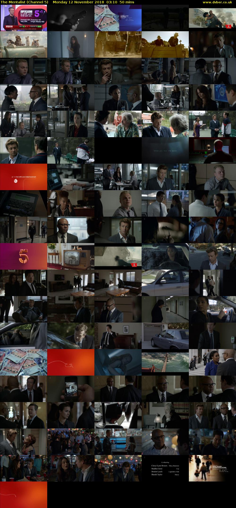 The Mentalist (Channel 5) Monday 12 November 2018 03:10 - 04:00