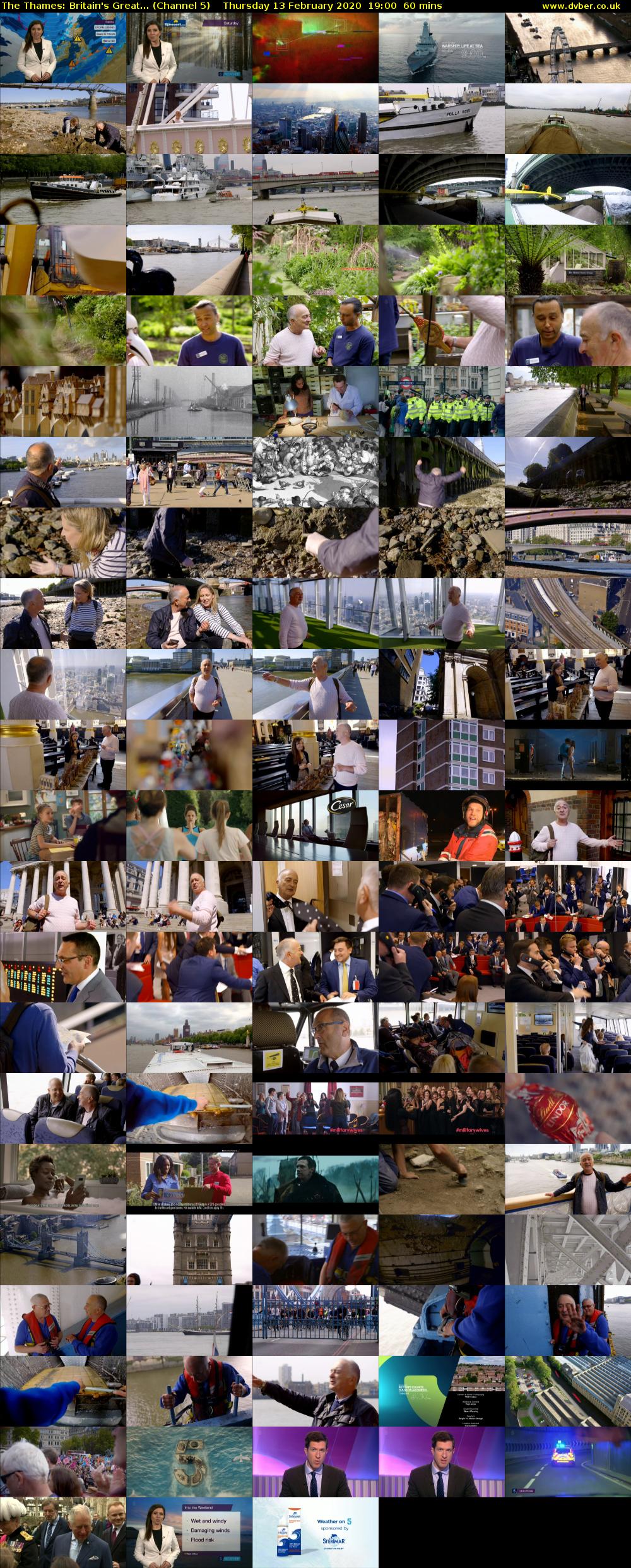 The Thames: Britain's Great... (Channel 5) Thursday 13 February 2020 19:00 - 20:00