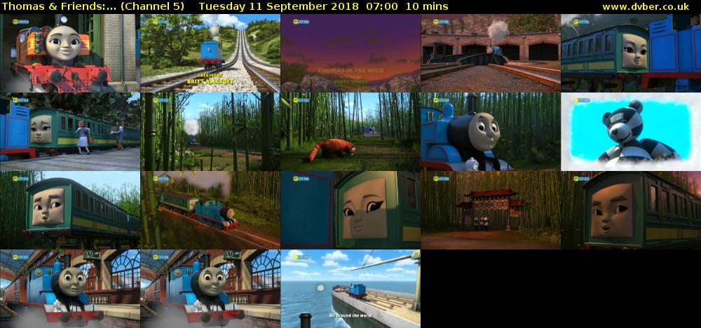 Thomas & Friends:... (Channel 5) Tuesday 11 September 2018 07:00 - 07:10