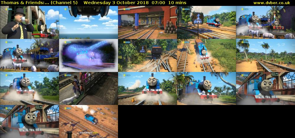 Thomas & Friends:... (Channel 5) Wednesday 3 October 2018 07:00 - 07:10