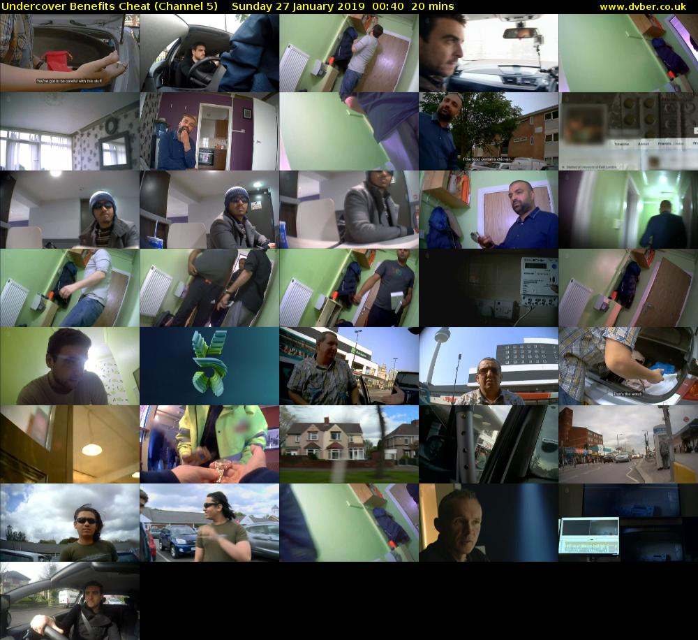 Undercover Benefits Cheat (Channel 5) Sunday 27 January 2019 00:40 - 01:00