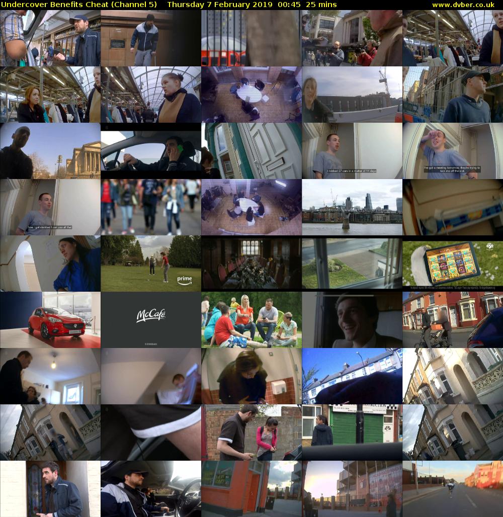 Undercover Benefits Cheat (Channel 5) Thursday 7 February 2019 00:45 - 01:10
