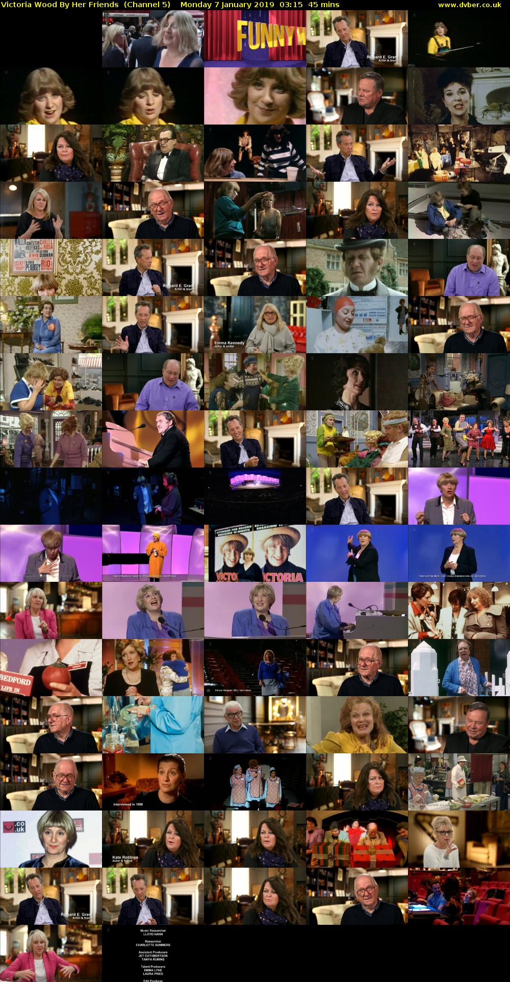 Victoria Wood By Her Friends  (Channel 5) Monday 7 January 2019 03:15 - 04:00