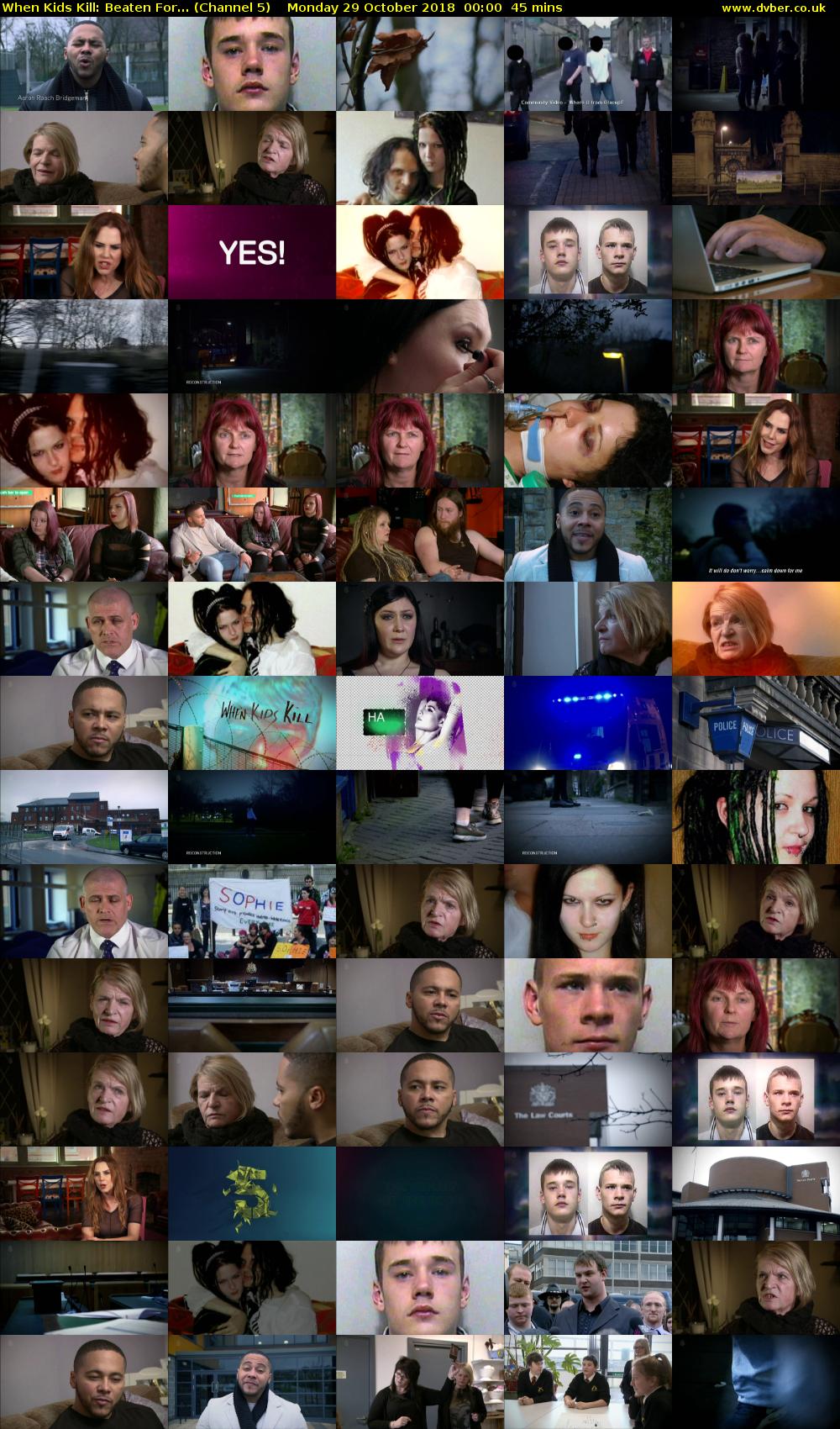 When Kids Kill: Beaten For... (Channel 5) Monday 29 October 2018 00:00 - 00:45