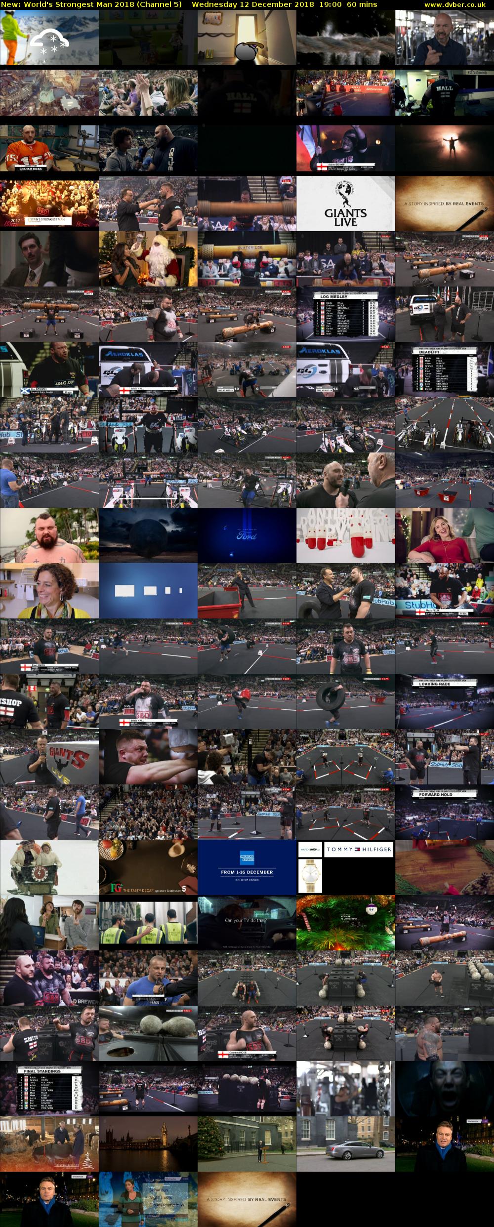 World's Strongest Man 2018 (Channel 5) Wednesday 12 December 2018 19:00 - 20:00