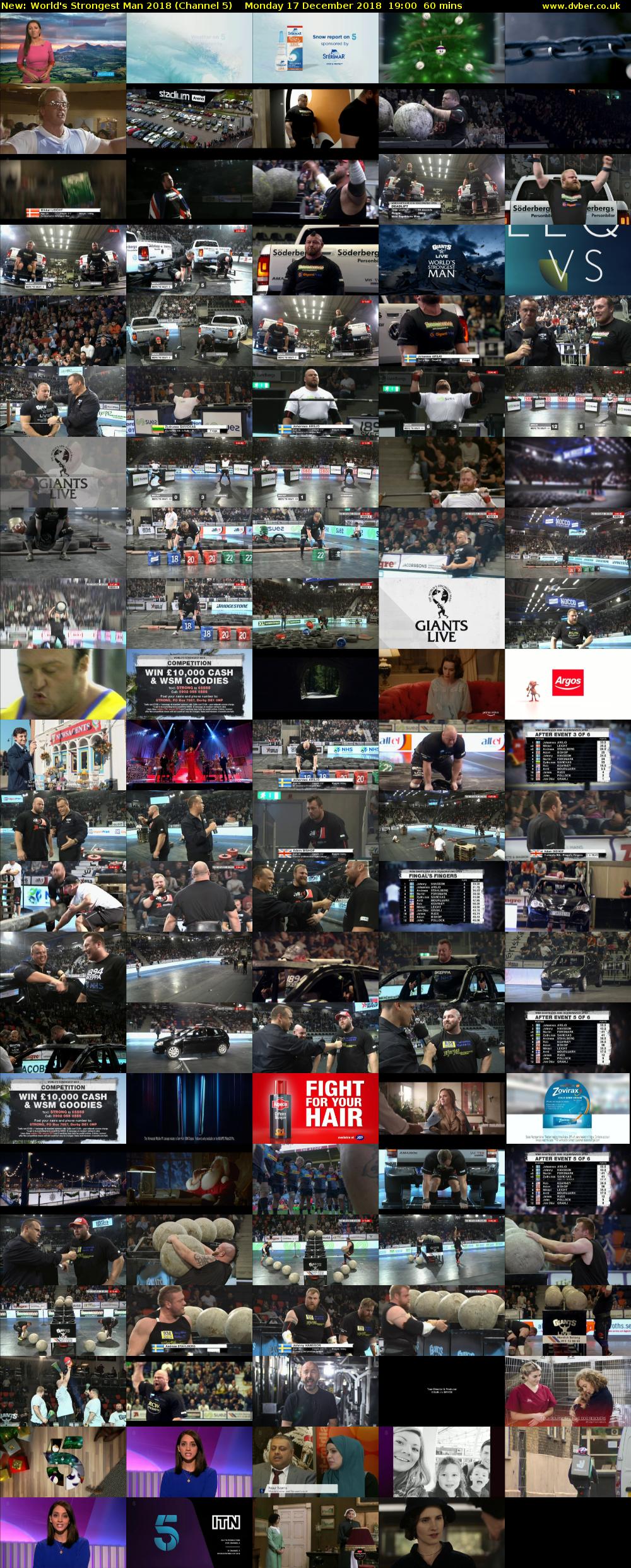 World's Strongest Man 2018 (Channel 5) Monday 17 December 2018 19:00 - 20:00