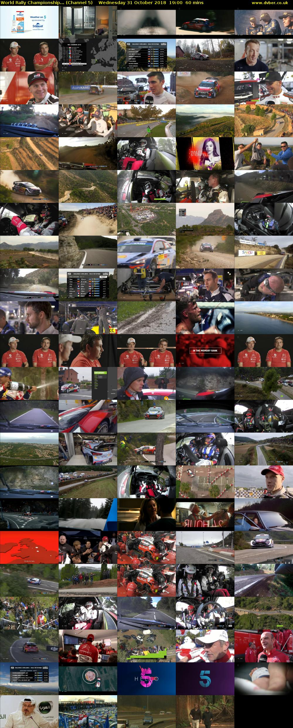 World Rally Championship... (Channel 5) Wednesday 31 October 2018 19:00 - 20:00