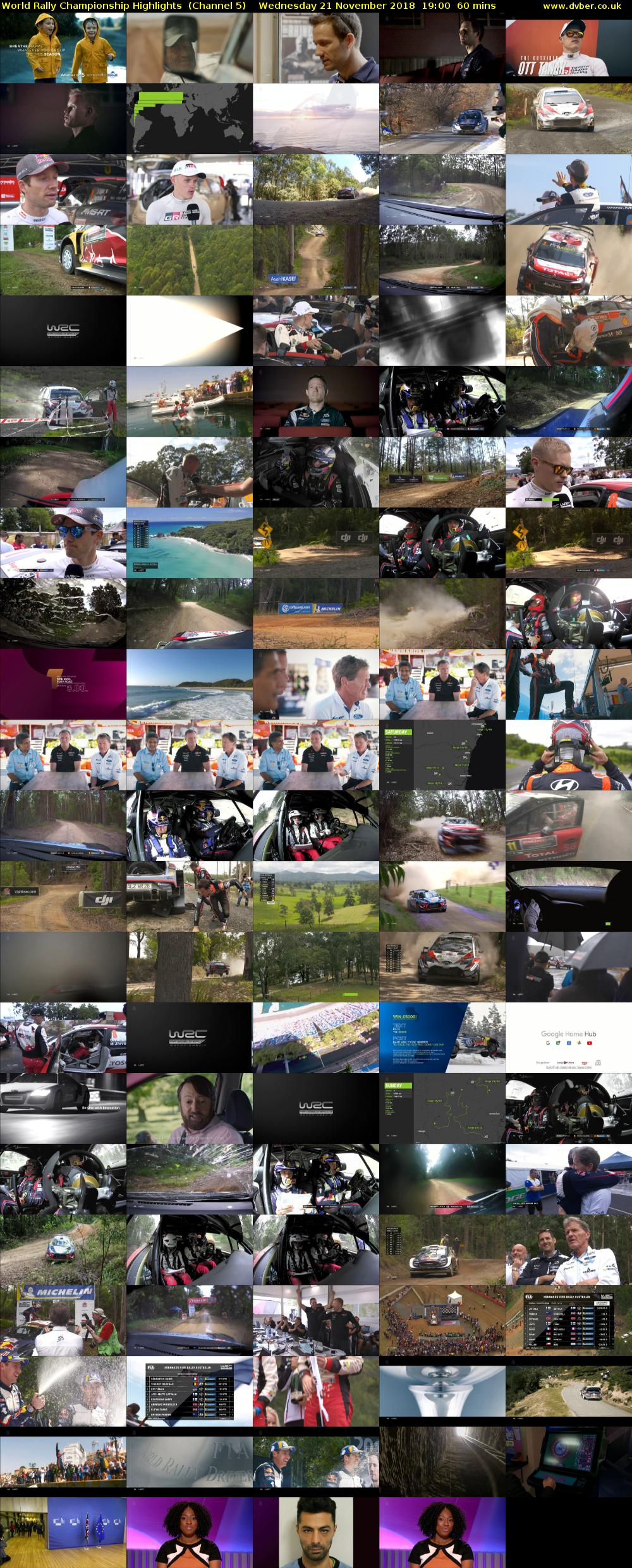World Rally Championship Highlights  (Channel 5) Wednesday 21 November 2018 19:00 - 20:00