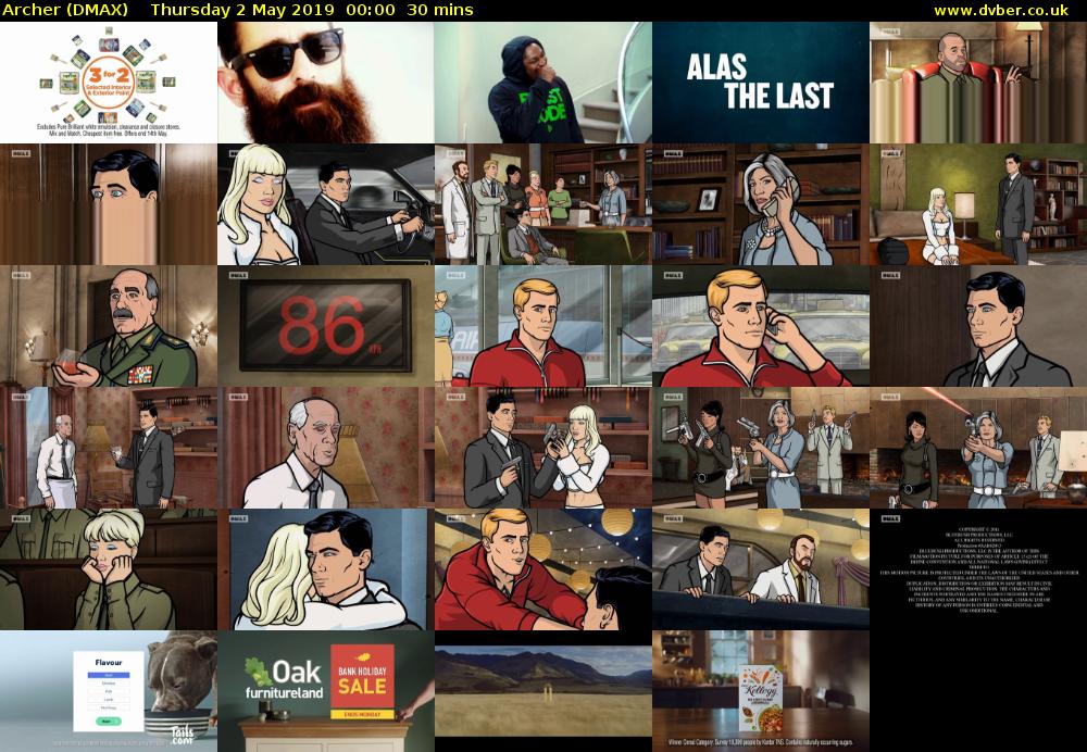 Archer (DMAX) Thursday 2 May 2019 00:00 - 00:30