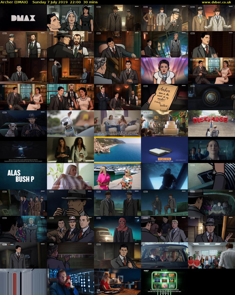 Archer (DMAX) Sunday 7 July 2019 22:00 - 22:30