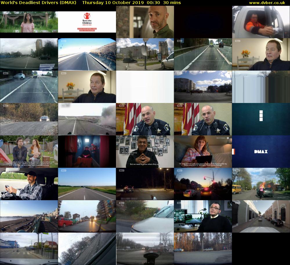 World's Deadliest Drivers (DMAX) Thursday 10 October 2019 00:30 - 01:00