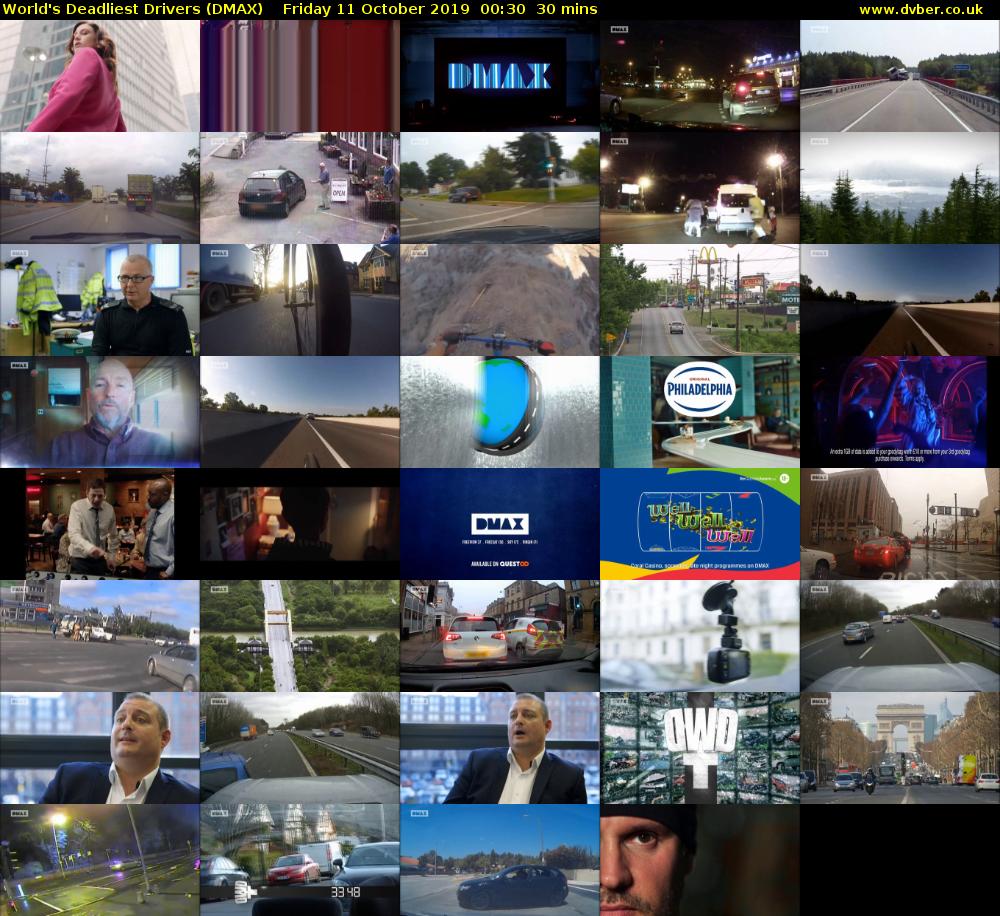 World's Deadliest Drivers (DMAX) Friday 11 October 2019 00:30 - 01:00
