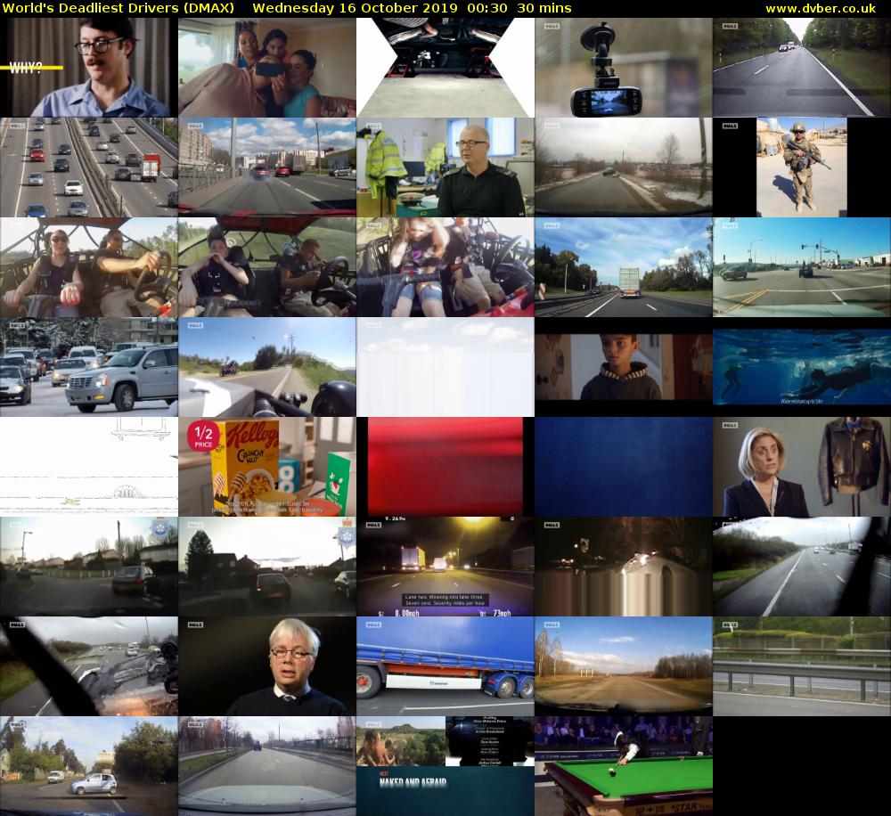 World's Deadliest Drivers (DMAX) Wednesday 16 October 2019 00:30 - 01:00