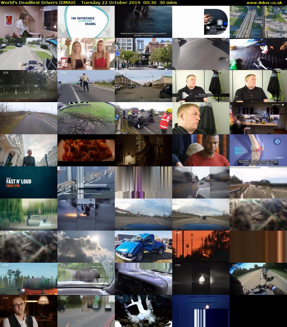 World's Deadliest Drivers (DMAX) Tuesday 22 October 2019 00:30 - 01:00