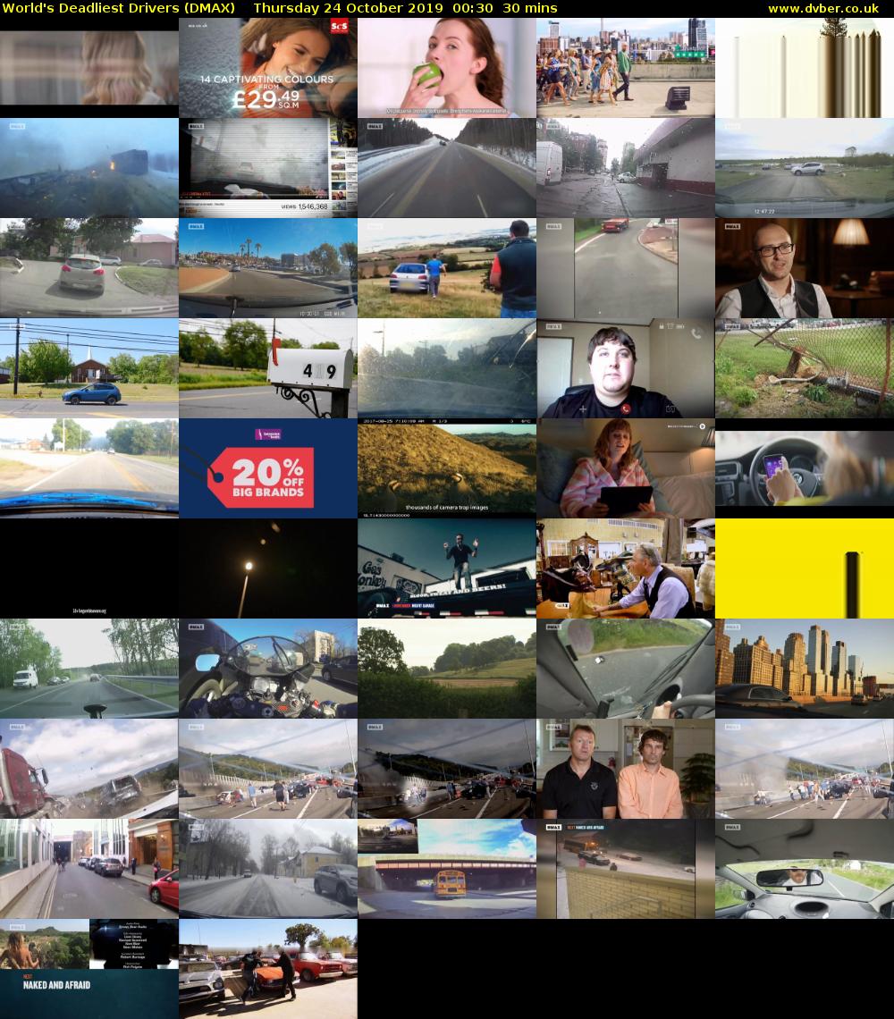 World's Deadliest Drivers (DMAX) Thursday 24 October 2019 00:30 - 01:00