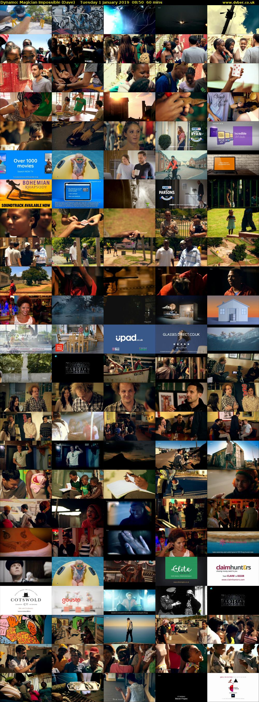 Dynamo: Magician Impossible (Dave) Tuesday 1 January 2019 08:50 - 09:50