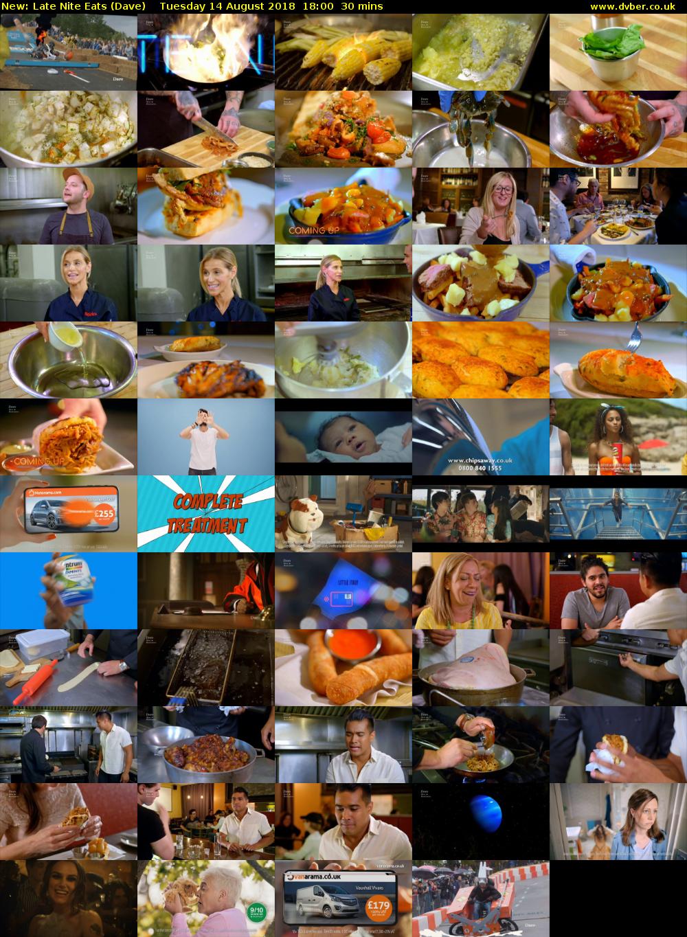 Late Nite Eats (Dave) Tuesday 14 August 2018 18:00 - 18:30