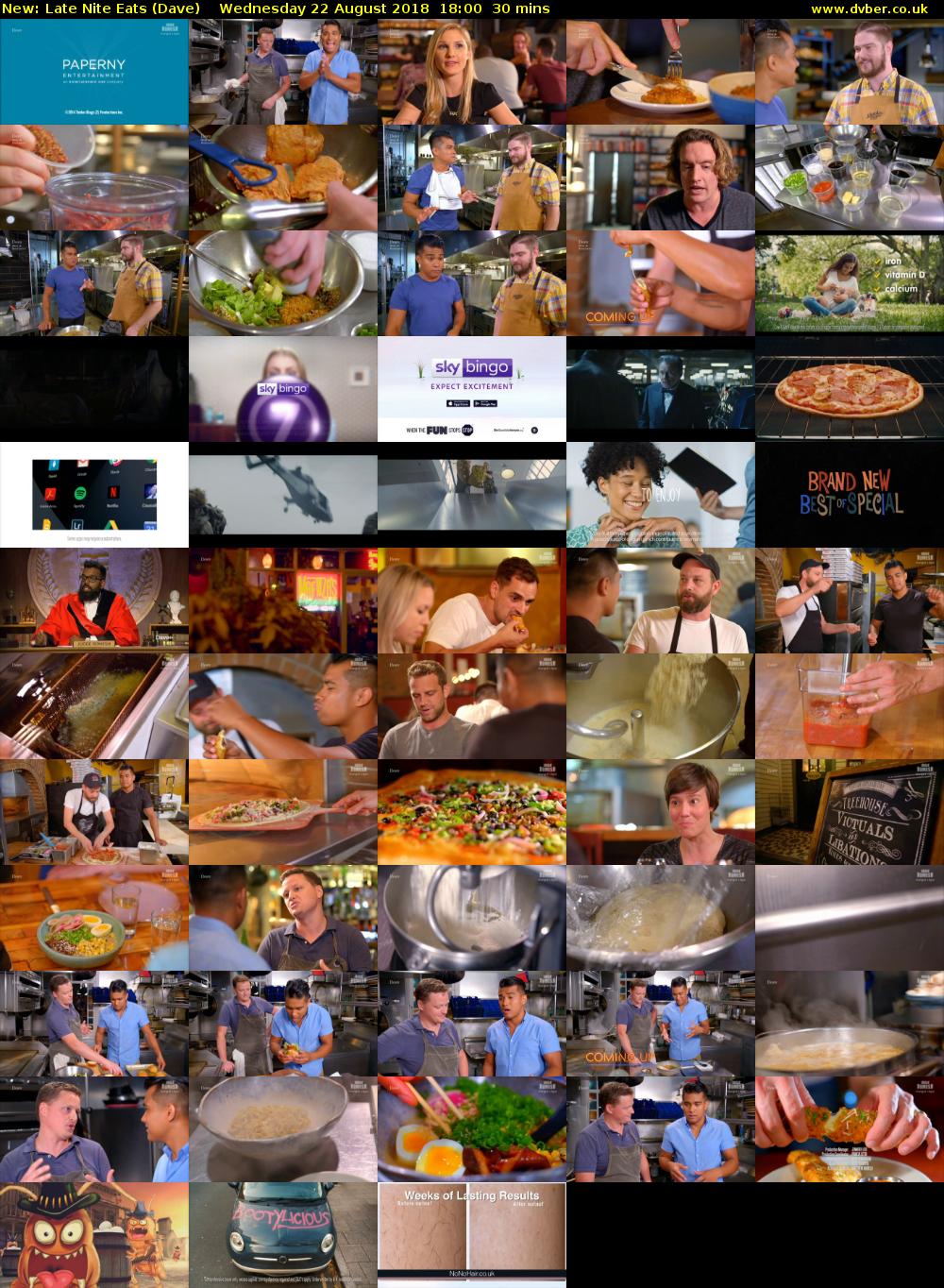 Late Nite Eats (Dave) Wednesday 22 August 2018 18:00 - 18:30