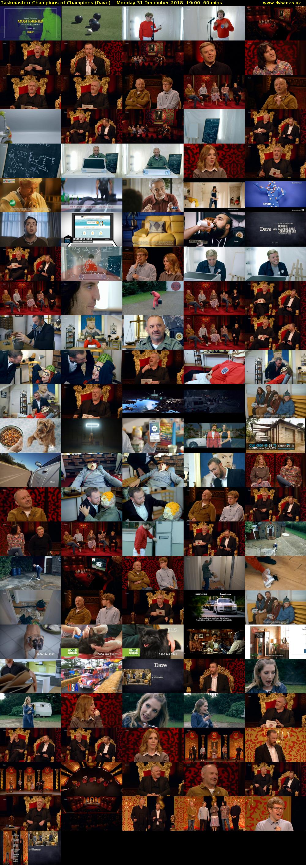 Taskmaster: Champions of Champions (Dave) Monday 31 December 2018 19:00 - 20:00