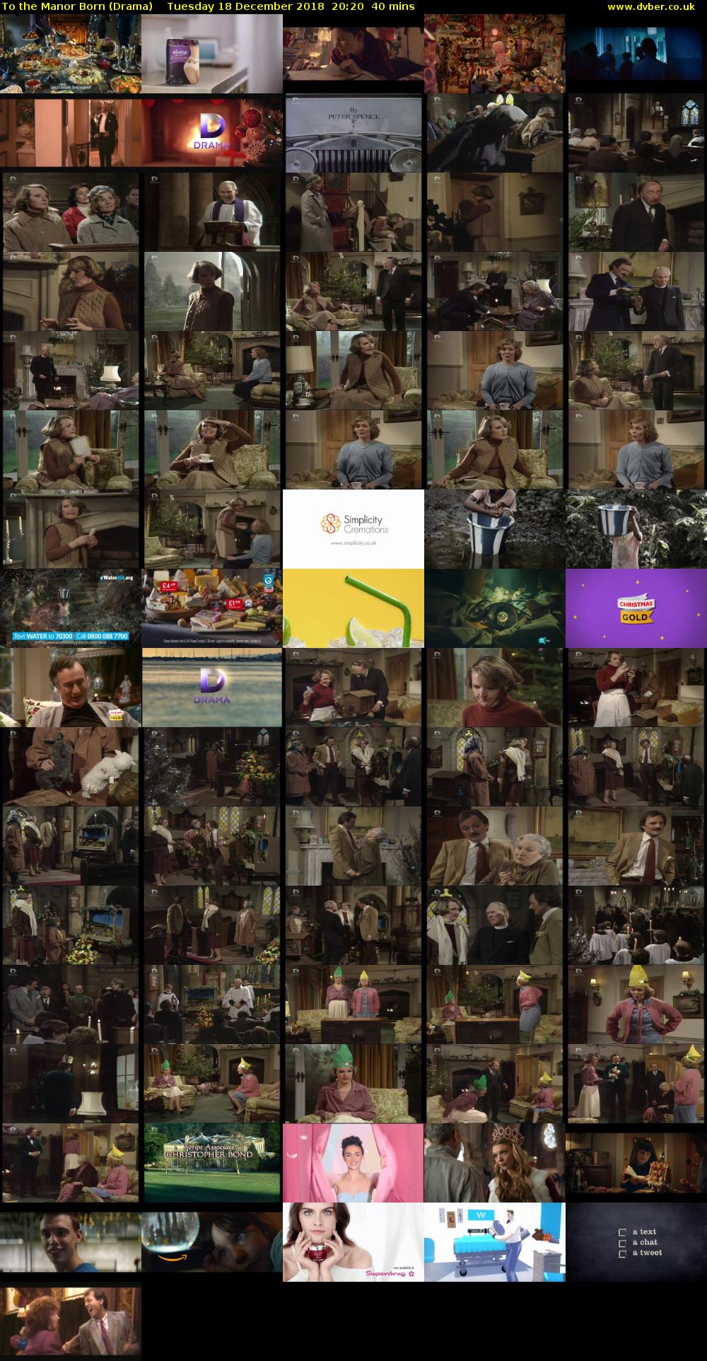 To the Manor Born (Drama) Tuesday 18 December 2018 20:20 - 21:00