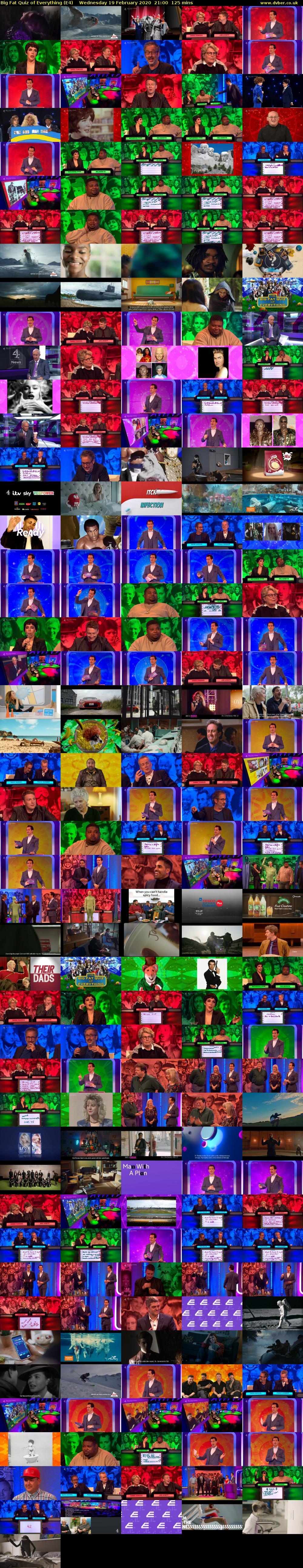 Big Fat Quiz of Everything (E4) Wednesday 19 February 2020 21:00 - 23:05