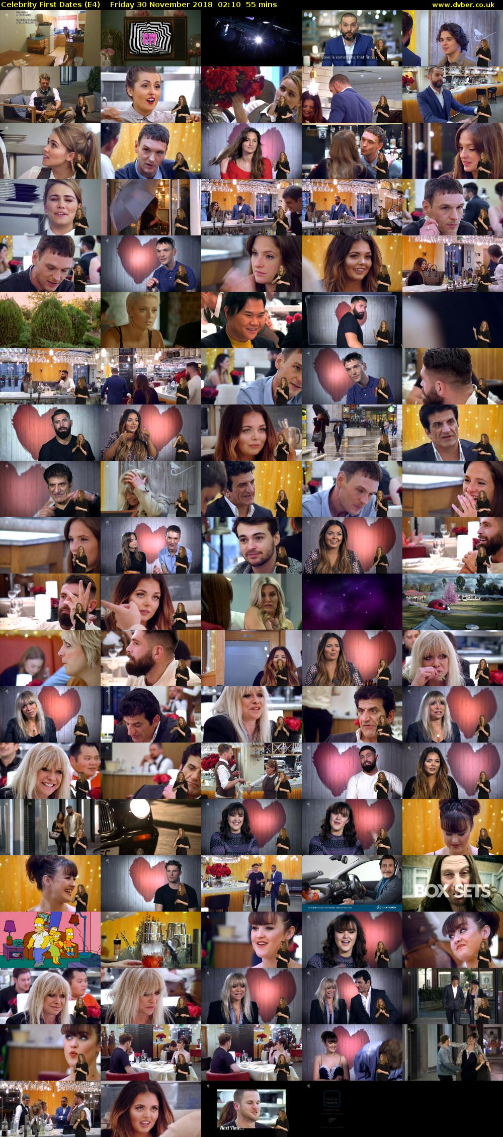 Celebrity First Dates (E4) Friday 30 November 2018 02:10 - 03:05