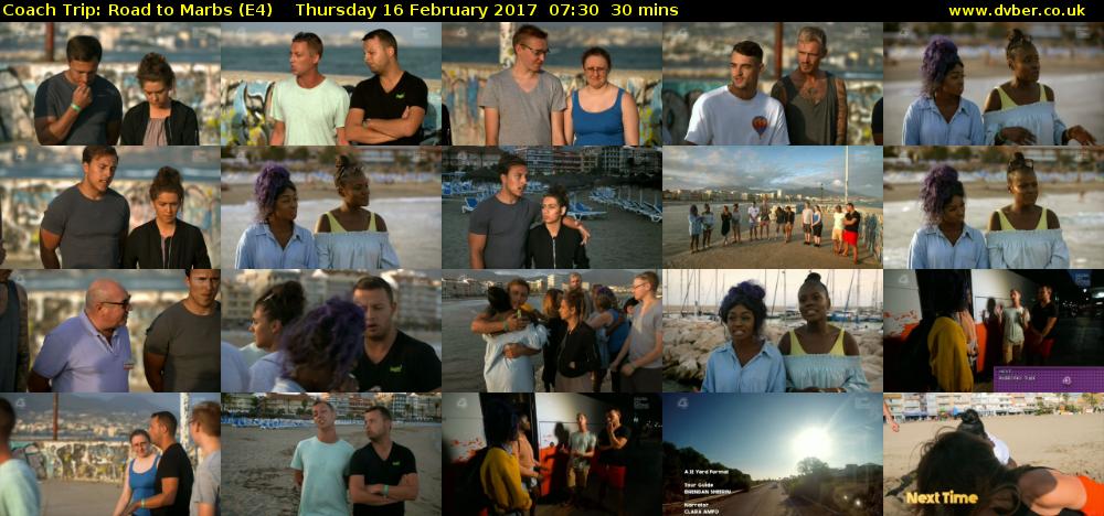 Coach Trip: Road to Marbs (E4) Thursday 16 February 2017 07:30 - 08:00