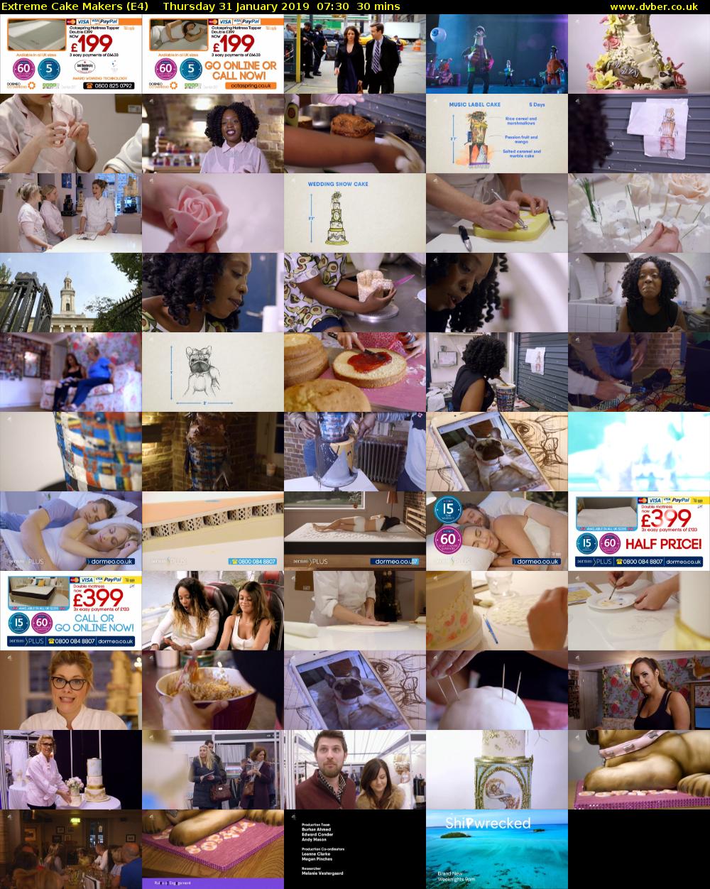 Extreme Cake Makers (E4) Thursday 31 January 2019 07:30 - 08:00